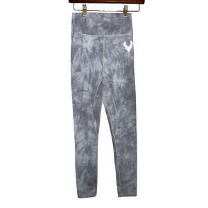 Bucked Up Womens S Gray TieDye High Waisted Athletic Workout Leggings Athleisure